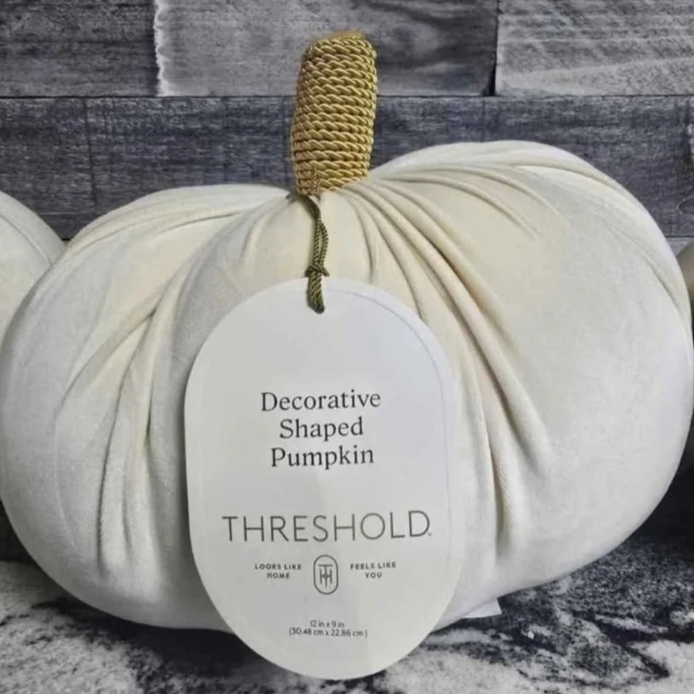 NEW Threshold Cream Pumpkin with Textured Gold Stem